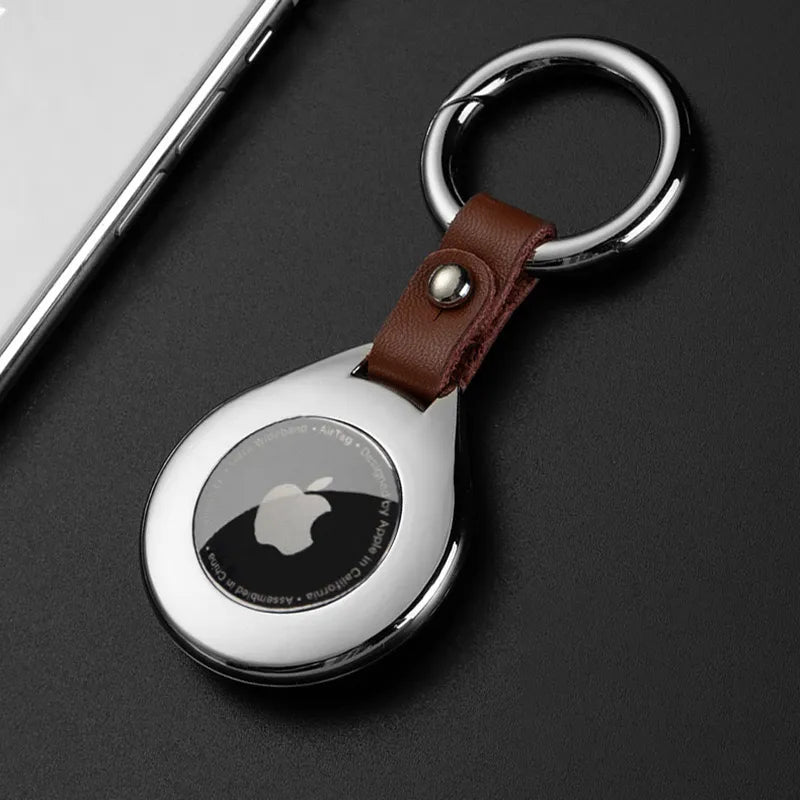 Hoogwaardige Leren Metaal Hanger Beschermhoes Voor Apple Airtags