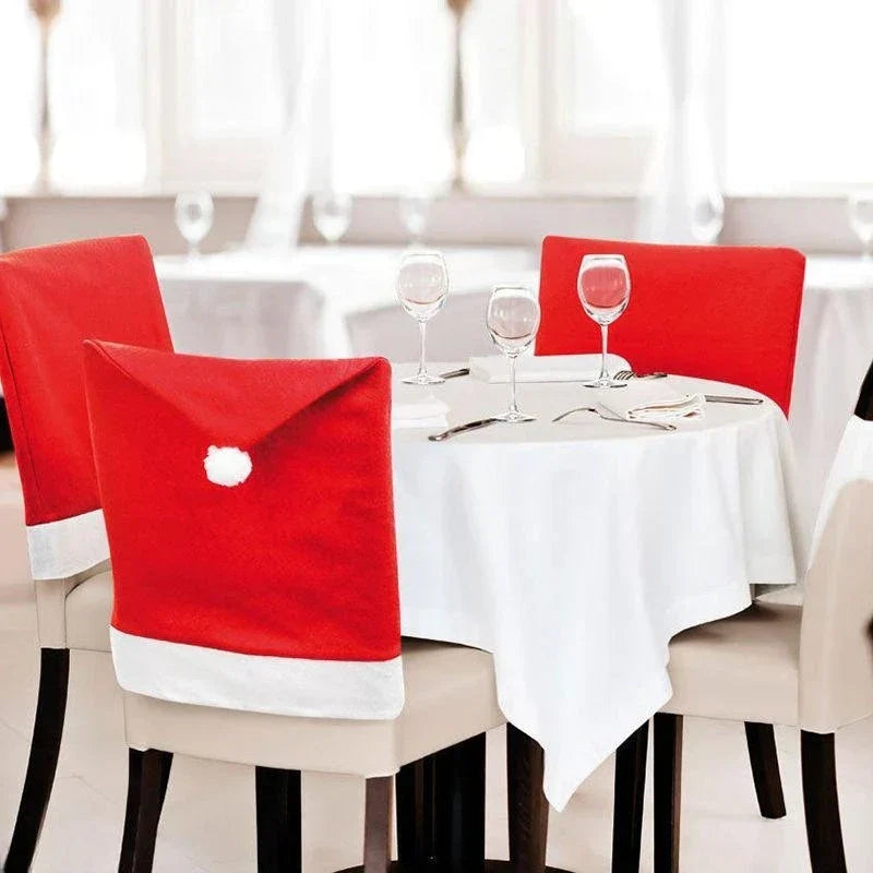 Christmas Kerst Stoelhoezen – Kerstmanmutsen voor Eetkamerstoelen