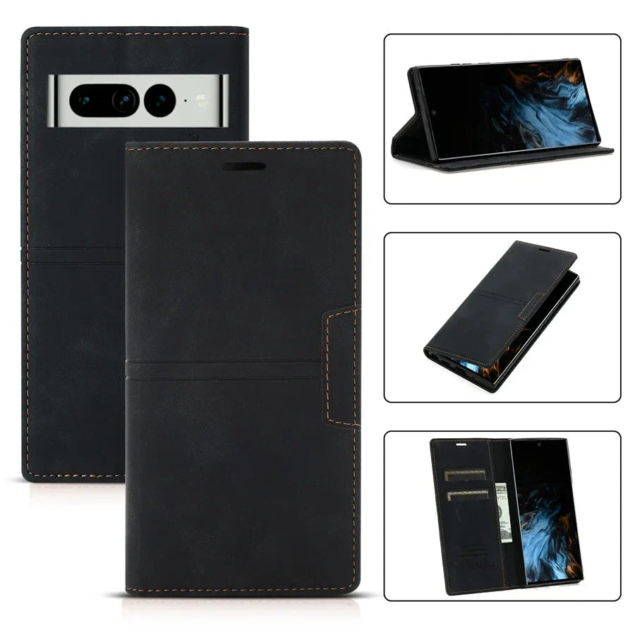Sandsberg | Google Pixel Leren Wallet-Hoes | Magnetische Flip-Cover met Beschermfunctie