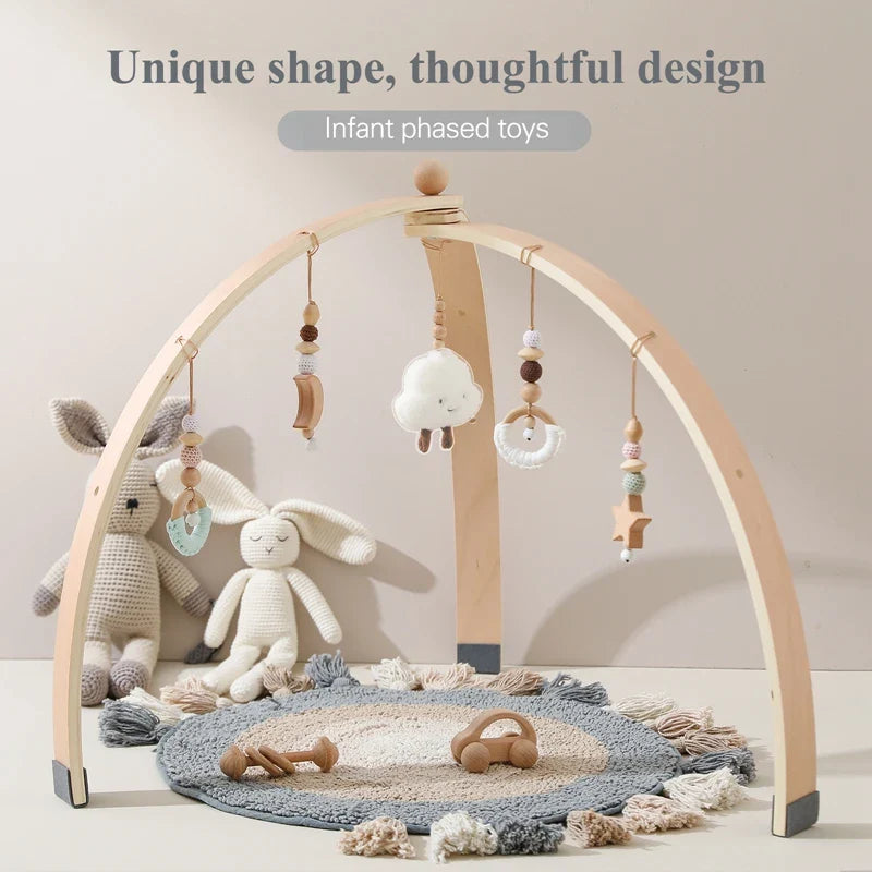 Houten Baby Activiteitenboog met Hangspeelgoed voor Baby