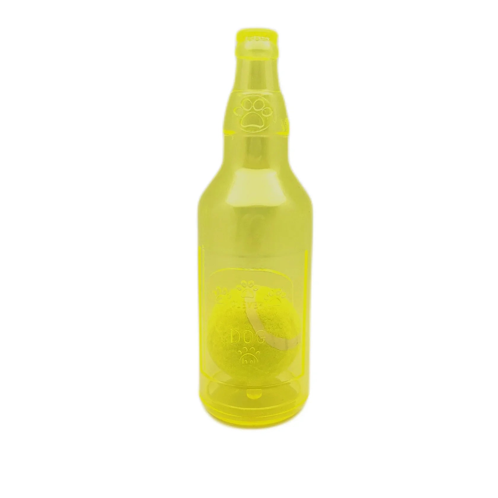 Hondenspeeltje BounceBottle | Piept & Stuitert | TPR-Rubber met Tennisbal-Design | Voor Kleine tot Grote Honden