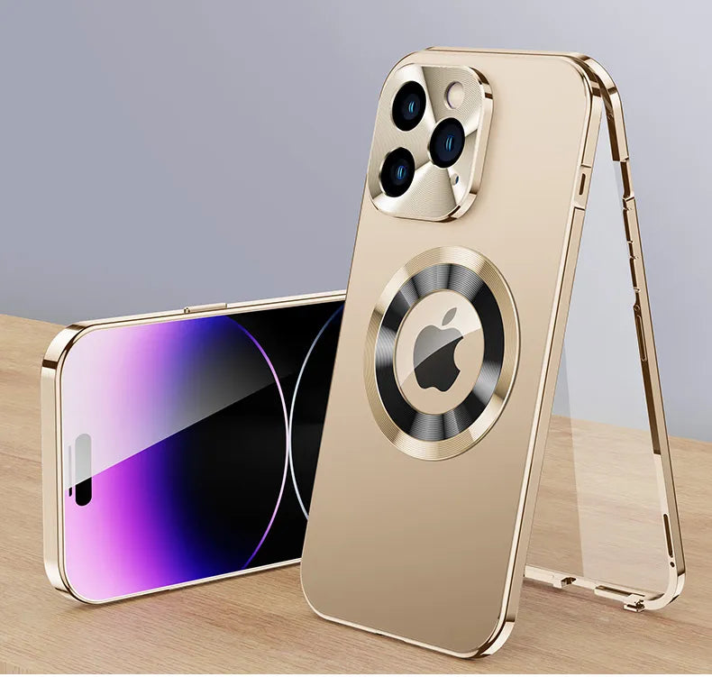 Case 360° Volledig Scherm Lens Metaal Magnetisch Magsafe Hoezen Aluminium voor iPhone 15 14 13
