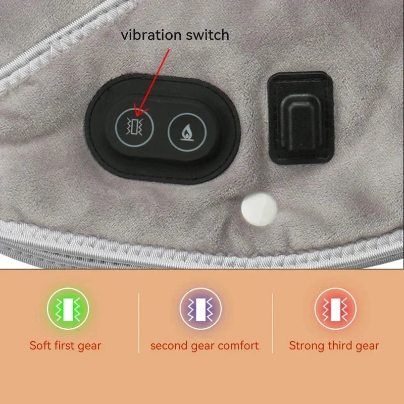 Warmte Nek- & Schoudermassager ThermoLiva | USB-verwarmingskussen met Vibratie | 3 Temperatuurinstellingen & Timer | Zacht Pluche