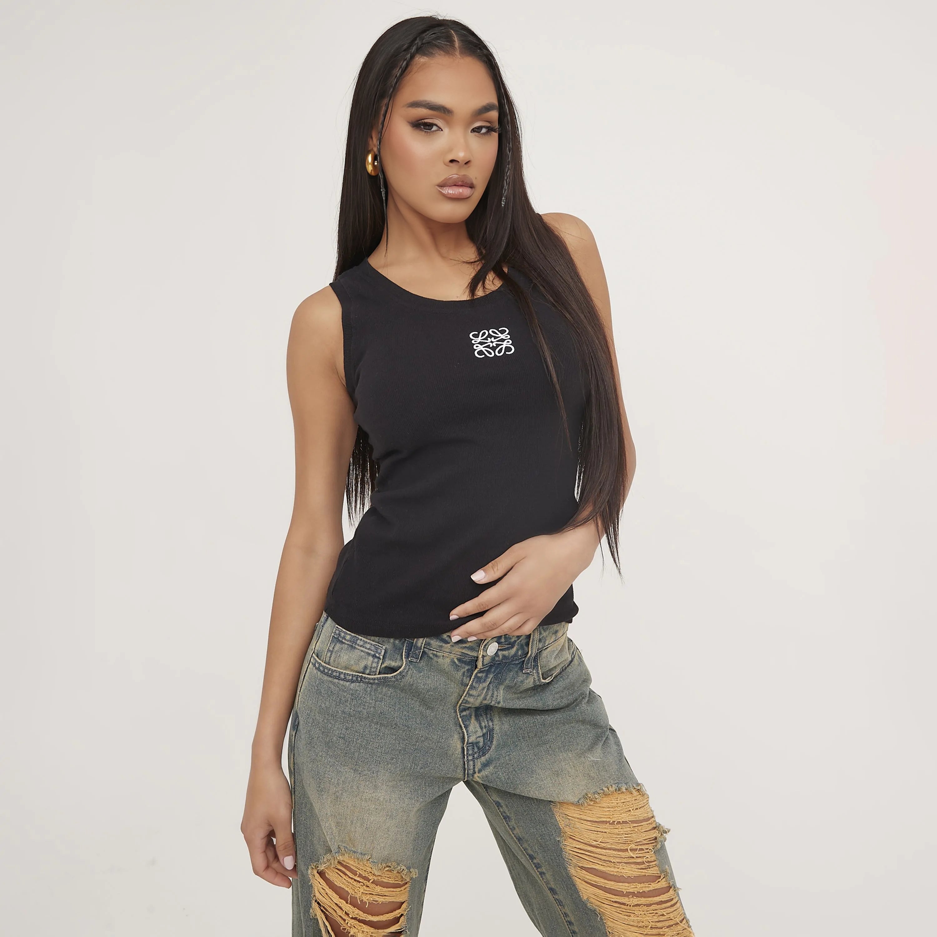 Tanktop Zijdeachtig Katoen Minimalistisch Design Zomer