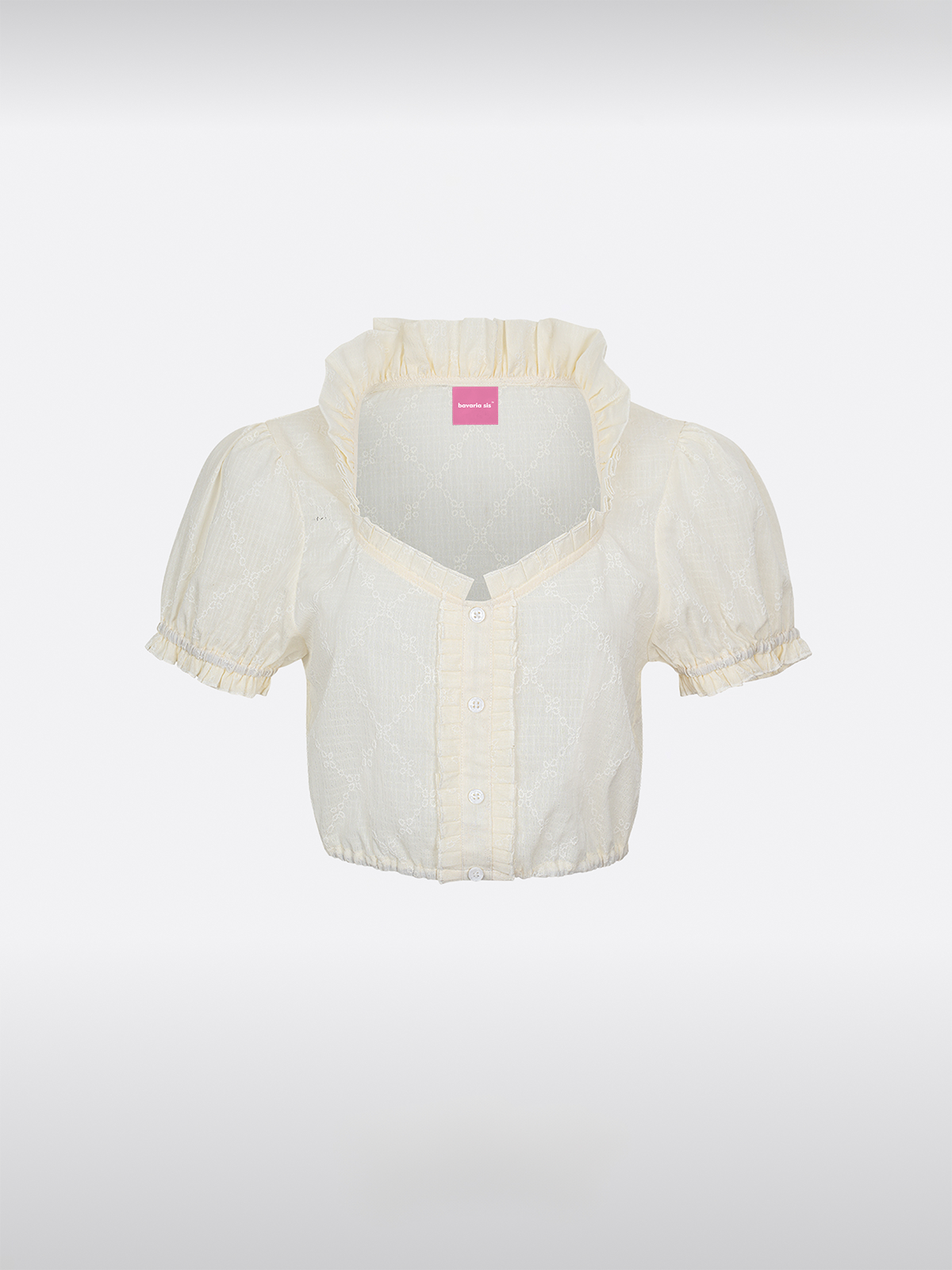 Witte Rundhals Dirndlblouse