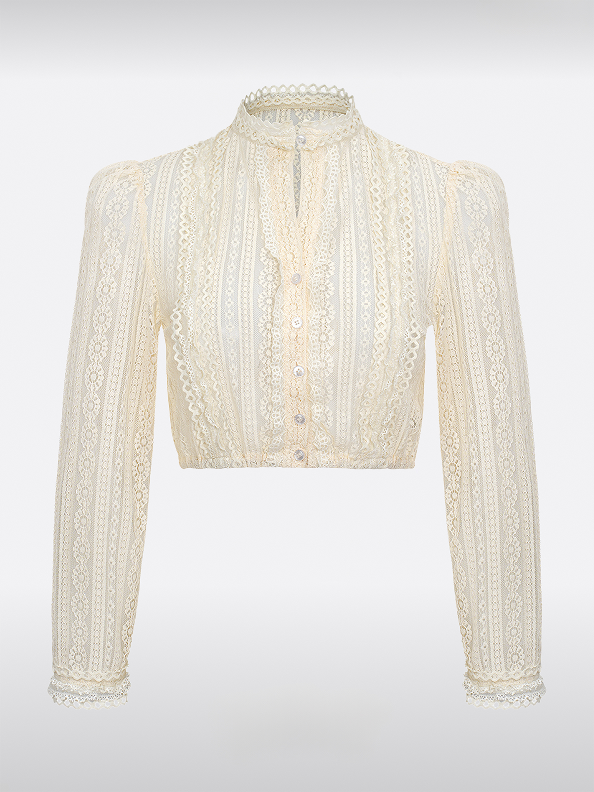 Beige Hooggesloten Dirndlblouse