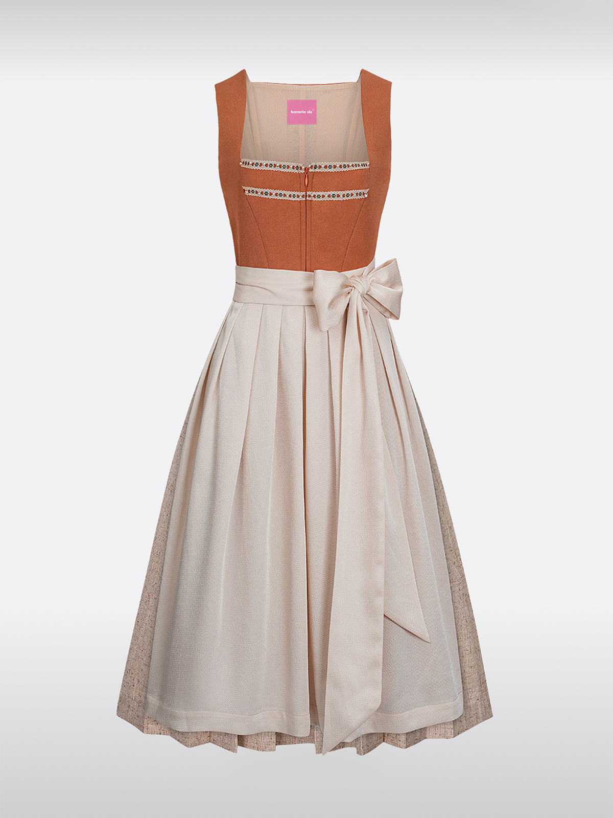 Oranje Rechte Halslijn Knopen Dirndl