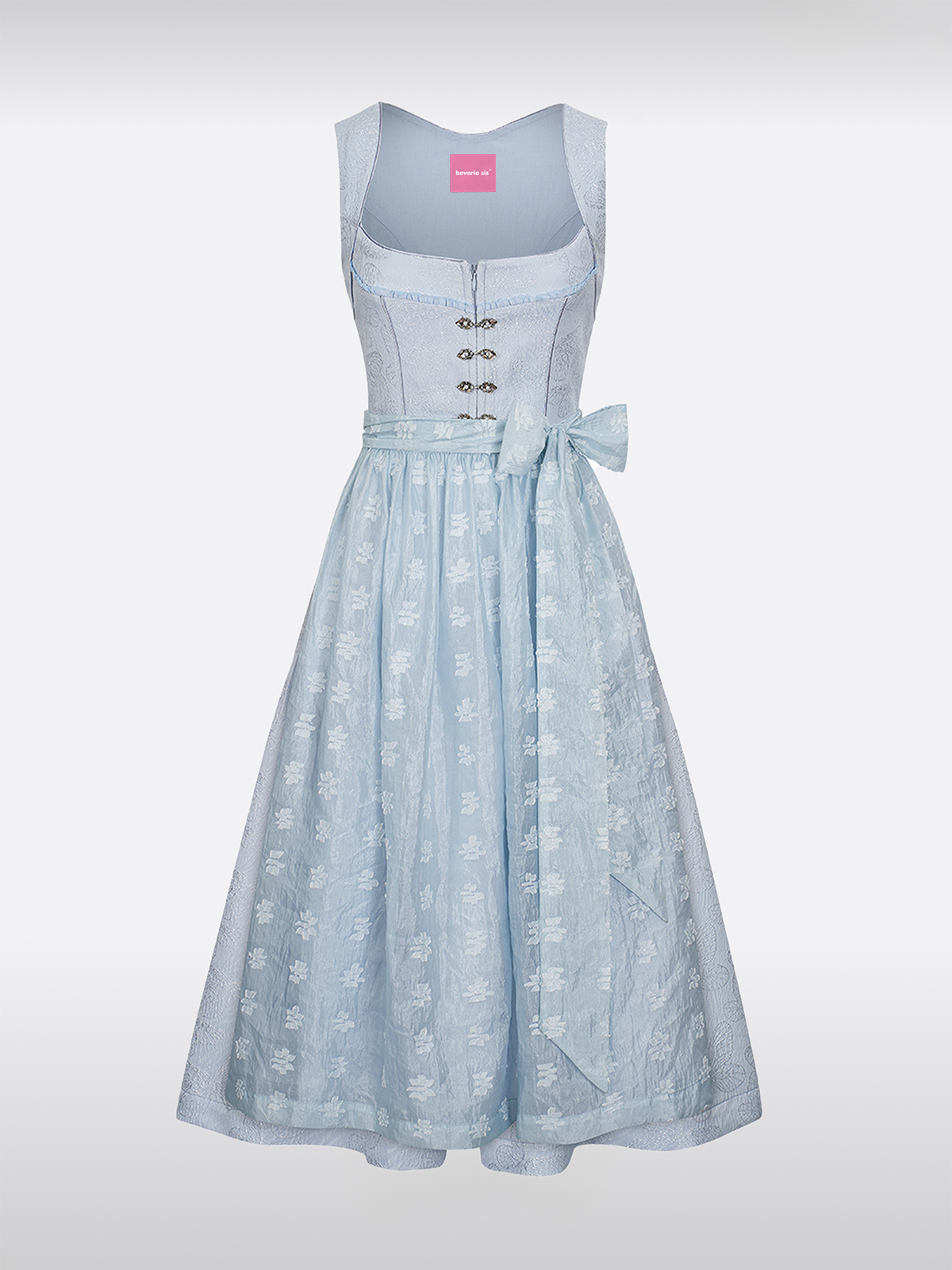 Blauw Rechte Halslijn Haaksluiting Dirndl