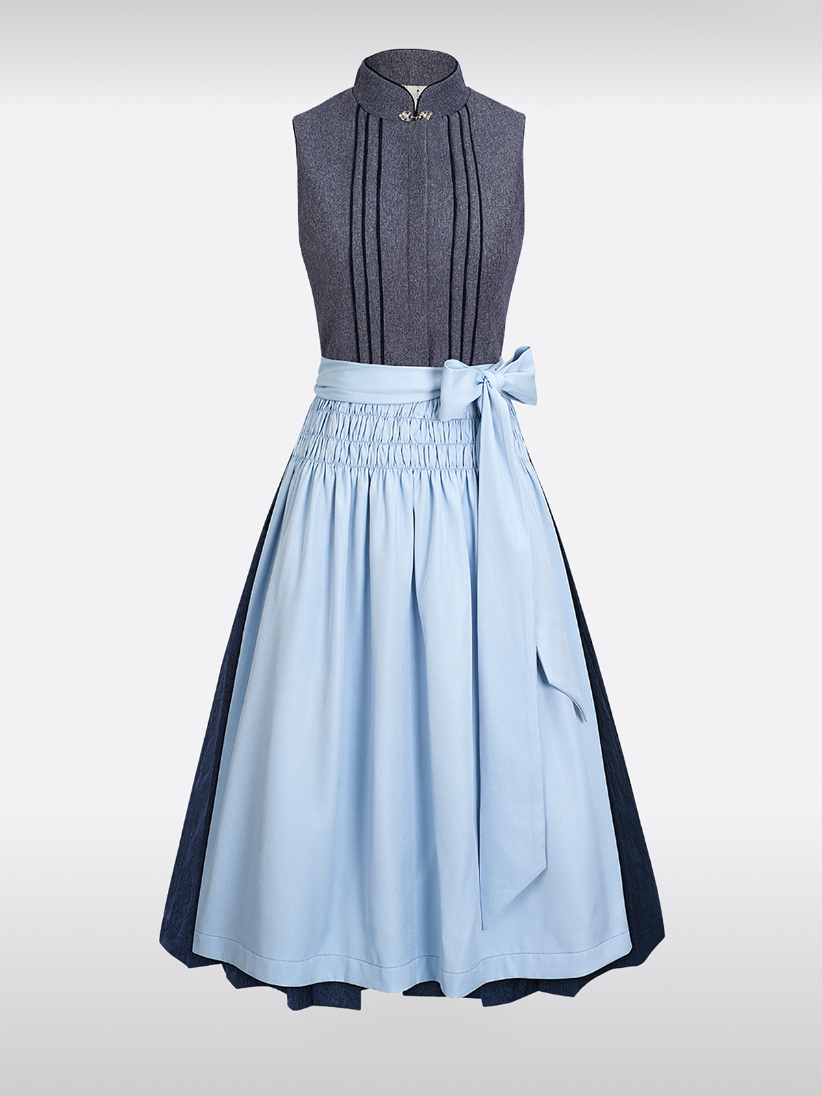 Grijs Hoogsluitend Knopen Dirndl