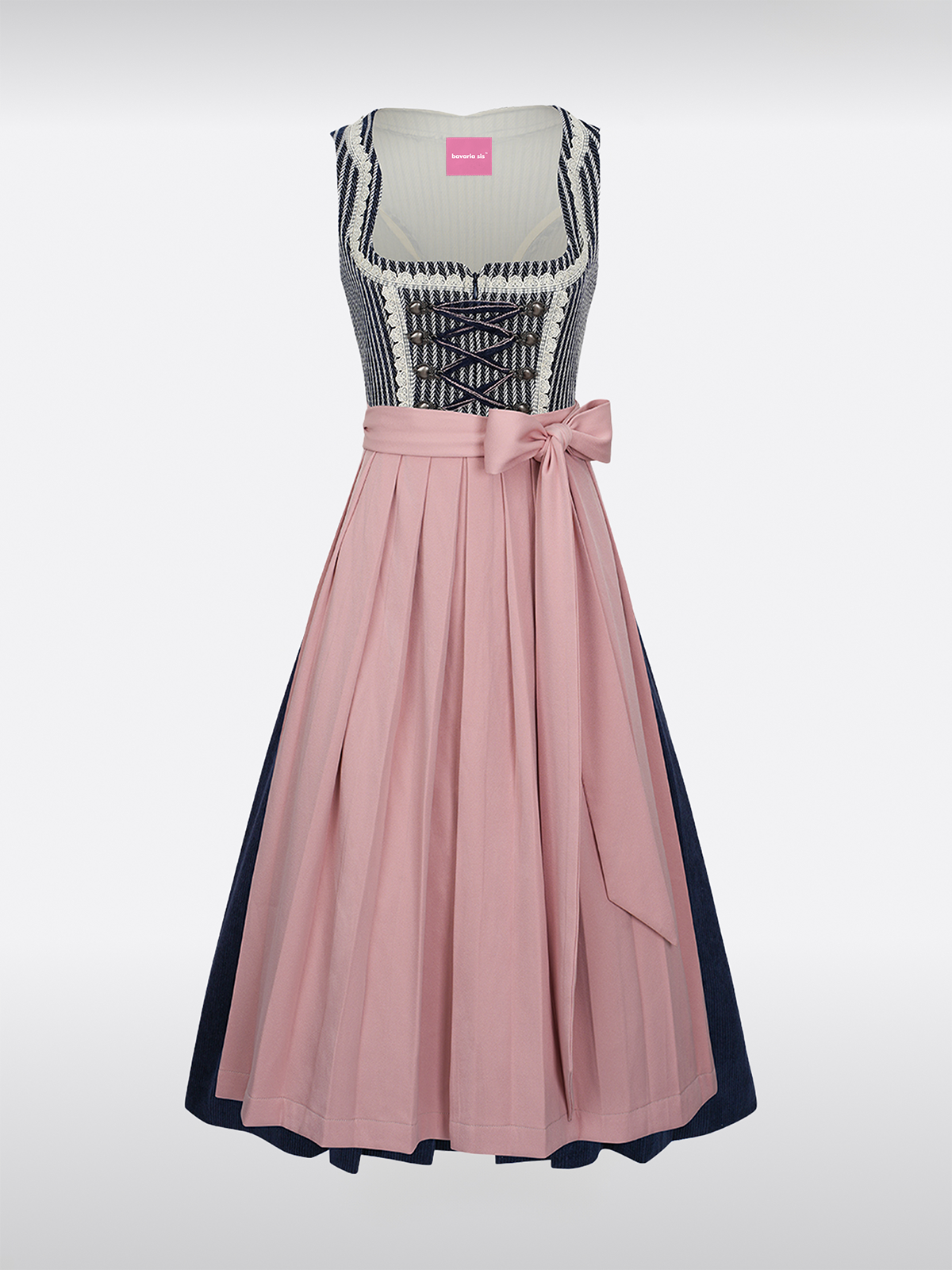 Blauwe Rechte Halslijn Haaksluiting Dirndl