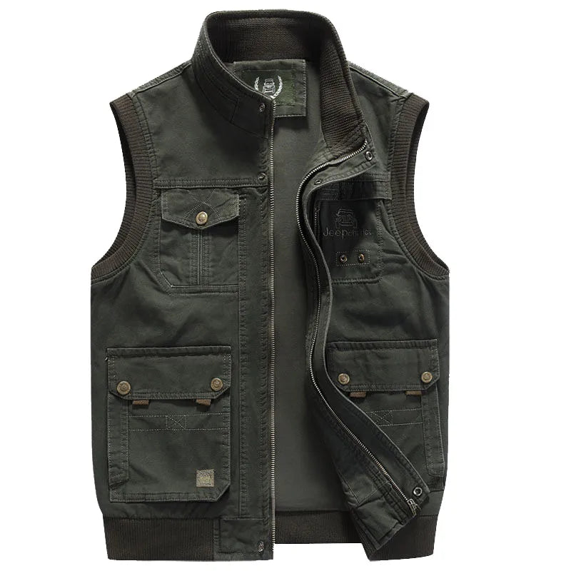Vintage multi-pocket gilet voor mannen | Mouwloos