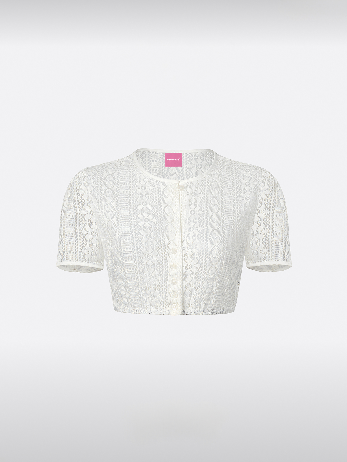 Witte korte mouw Rundhals Dirndlblouse van kant