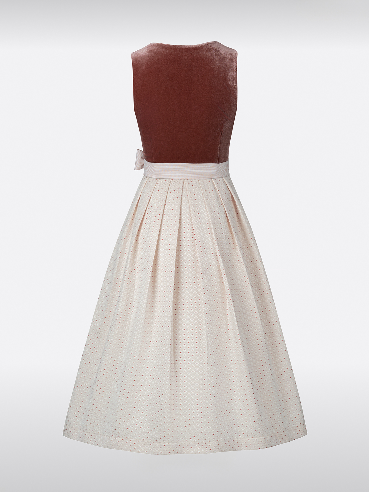 Samt Dirndl in Roze met Rechte Halslijn