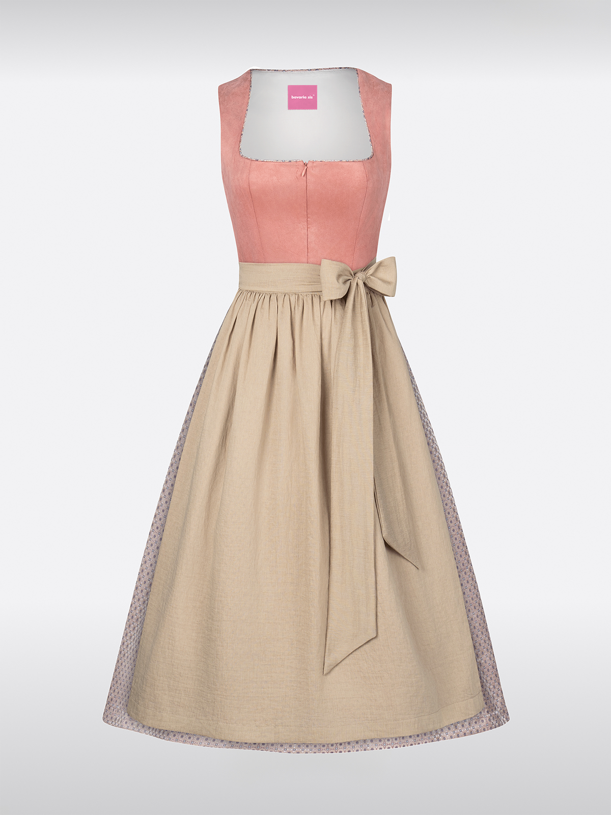 Rosa Rechte Halslijn Traditionele Dirndl