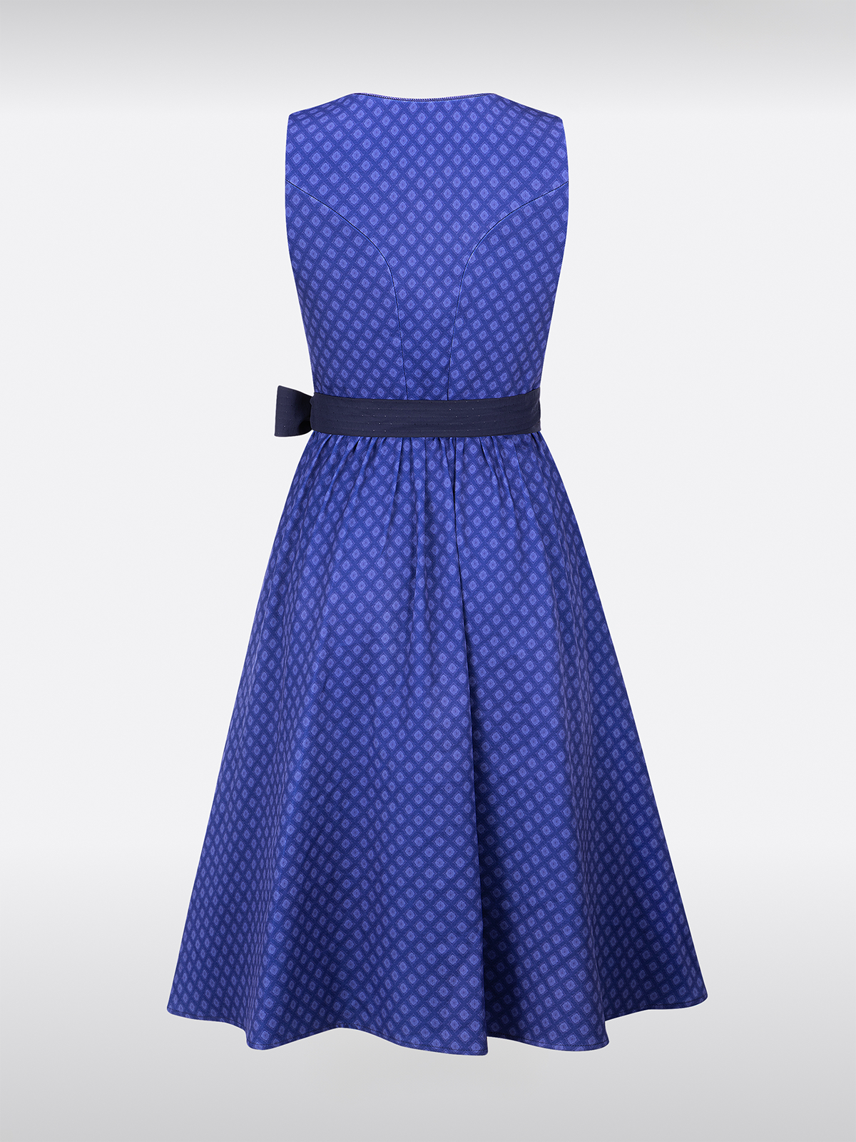 Blauwe Hartvormige Halslijn met Knopen Gestructureerd Patroon Dirndl