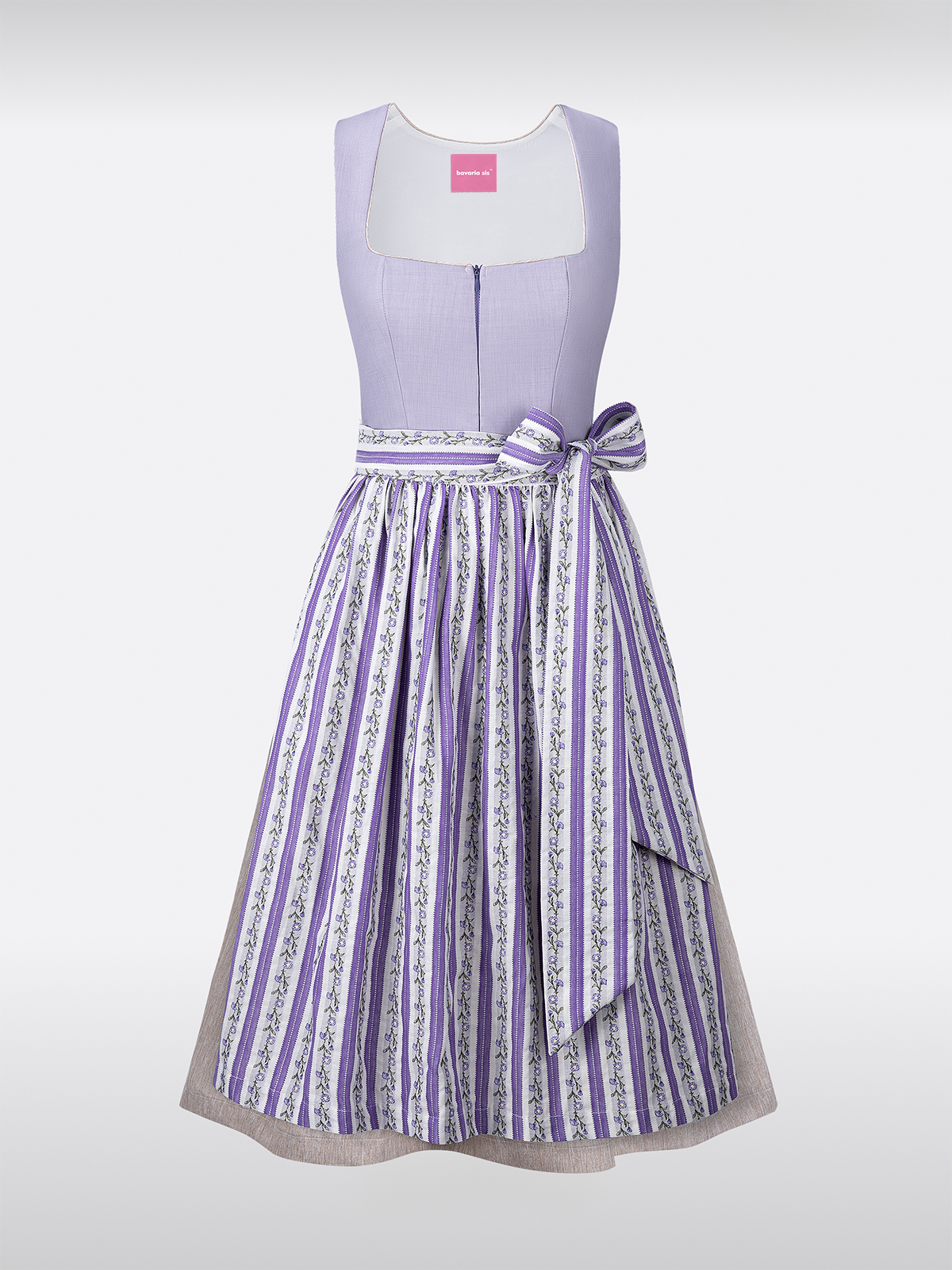 Lila Rechte Halslijn Bloemenpatroon Dirndl