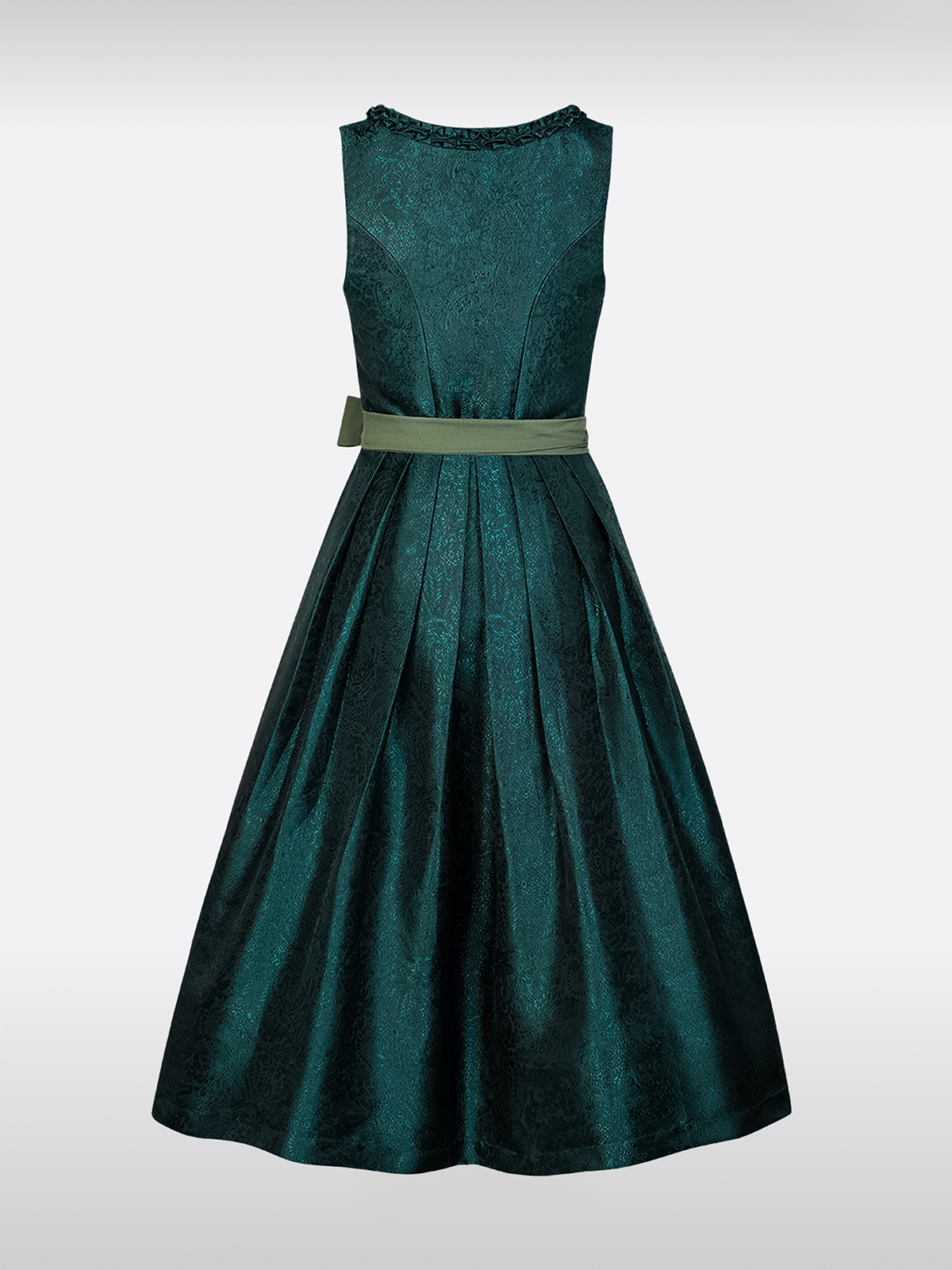 Groene Rechte Halslijn Rits Voorkant Dirndl