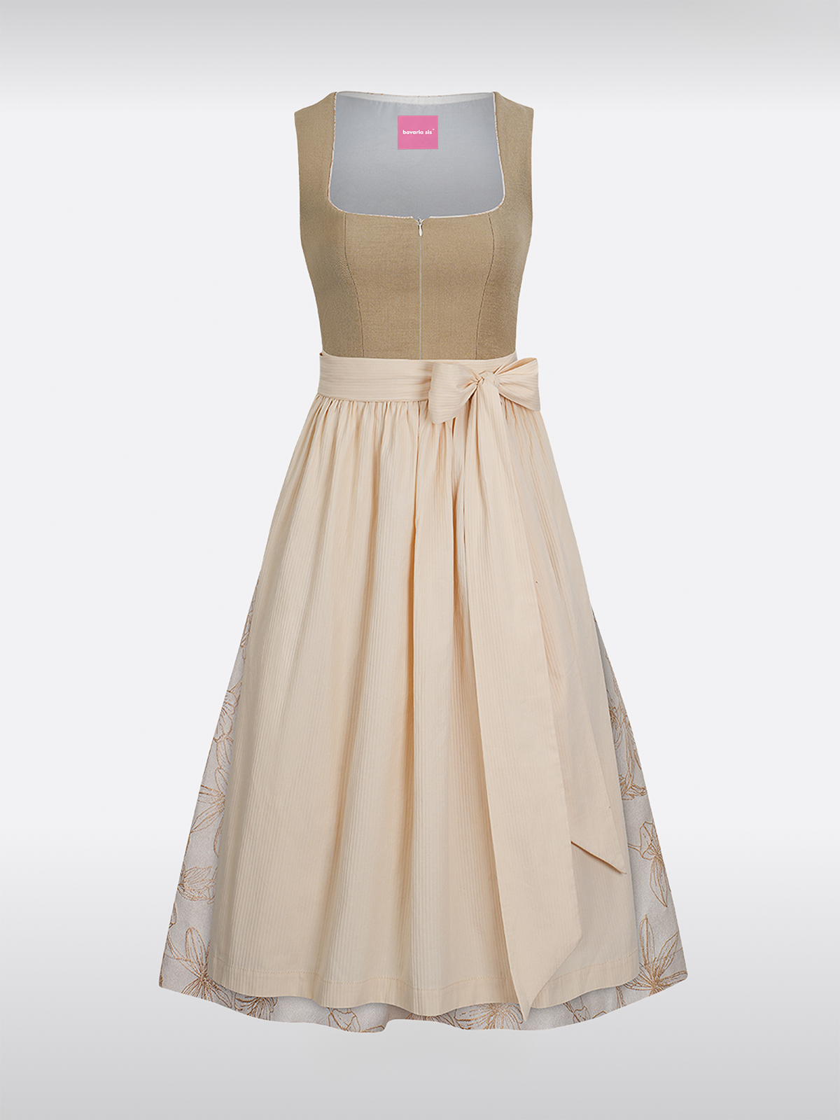 Braun Rechte Halslijn Rits Voorkant Dirndl