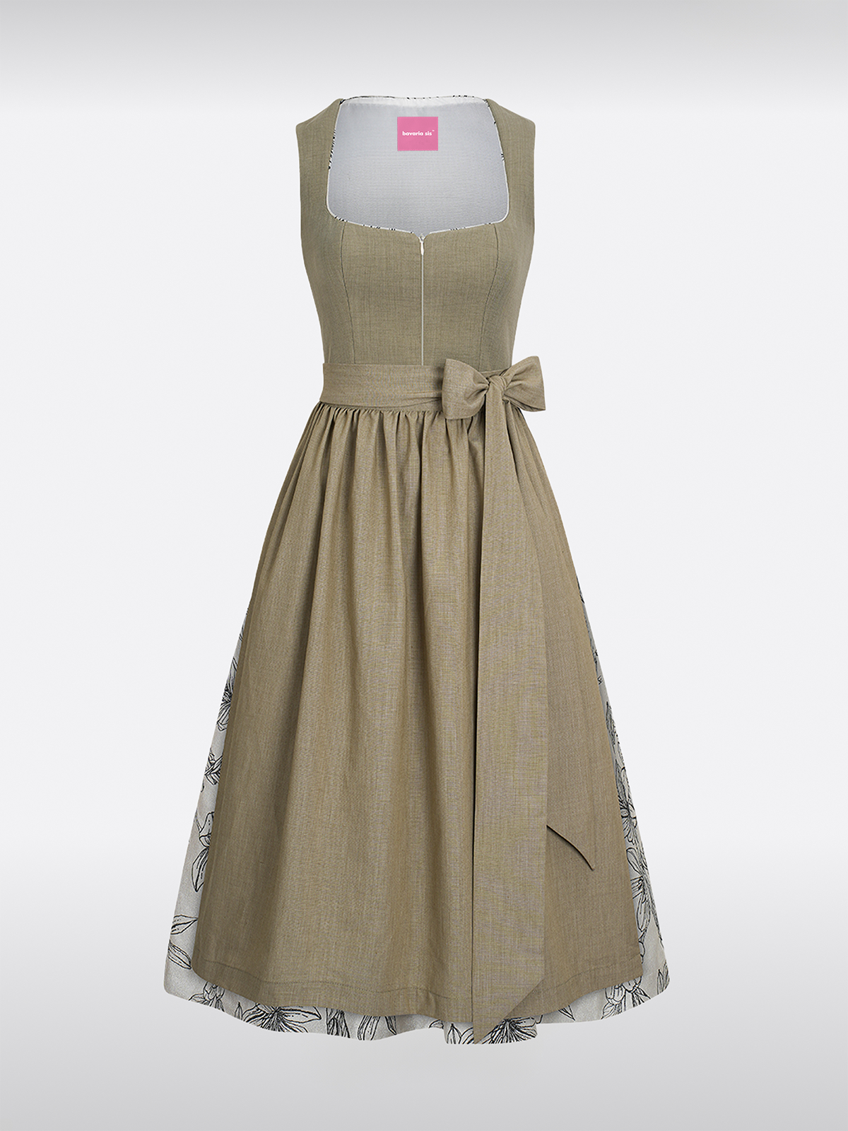 Groen Rechte Halslijn Rits Voor Dirndl