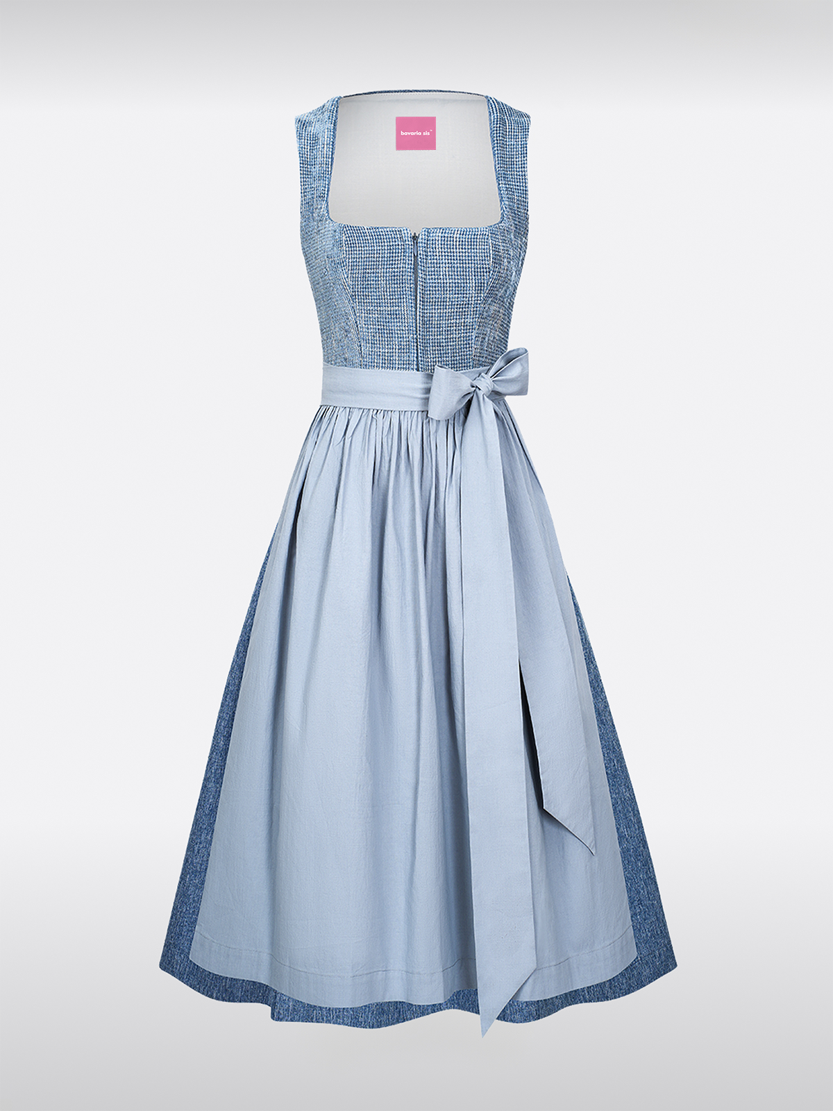 Blauwe Rechte Halslijn Rits Vooraan Dirndl