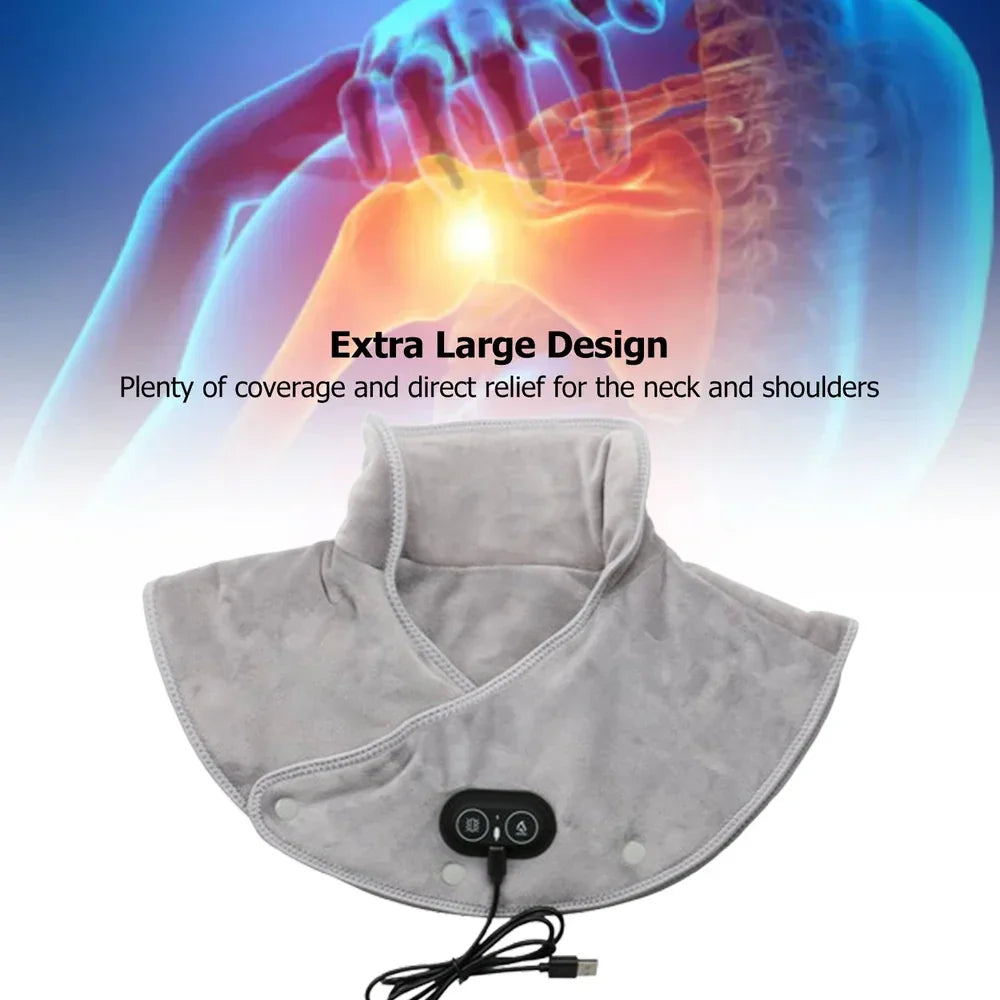 ThermoLiva Warmte-Nacken- & Schoudermassager | USB-Warmtekussen met Vibratie | 3 Temperatuurinstellingen & Timer | Zacht Pluche
