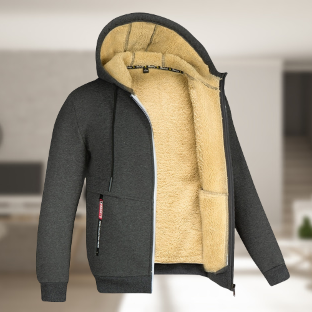 Heren Fleece Winterjas met Capuchon – Warme Casual Jas voor Koude Dagen
