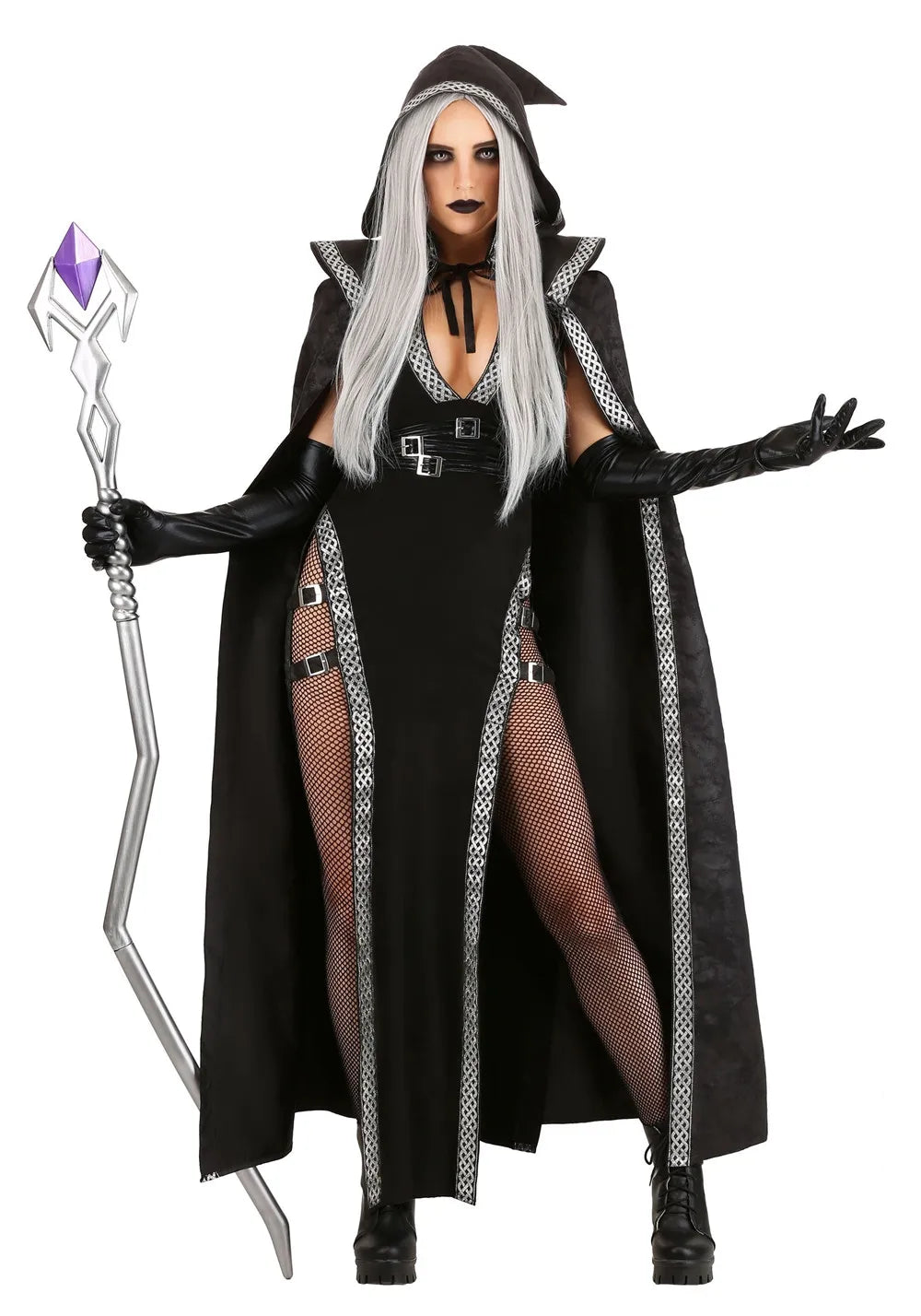 Vrouwen Gothic Halloween Kostuum | Lange Splits Mesh