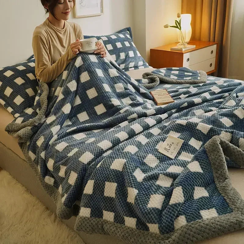 Geruite Deken – Zachte Plaid voor Bank en Bed met Klassiek Blokpatroon