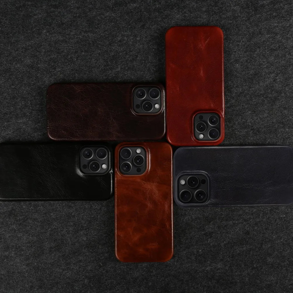 Crownline Handgemaakte iPhone Hoes Van Echte Runderleer