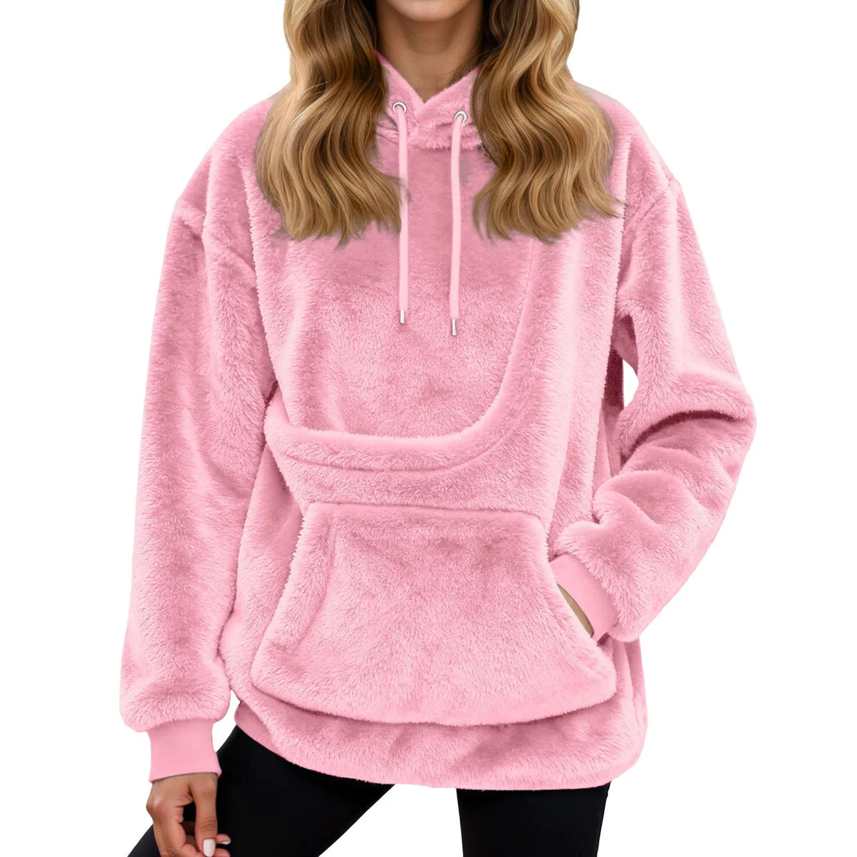 Oversized Fleece Hoodie met Kangoeroezak – Warme Damestrui voor Thuis