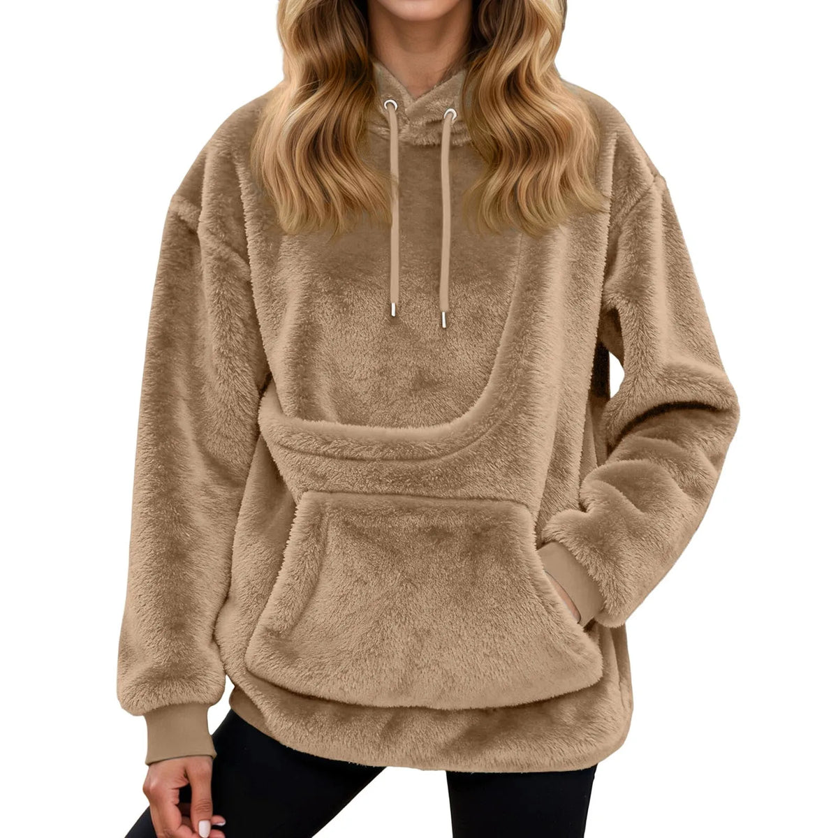 Oversized Fleece Hoodie met Kangoeroezak – Warme Damestrui voor Thuis