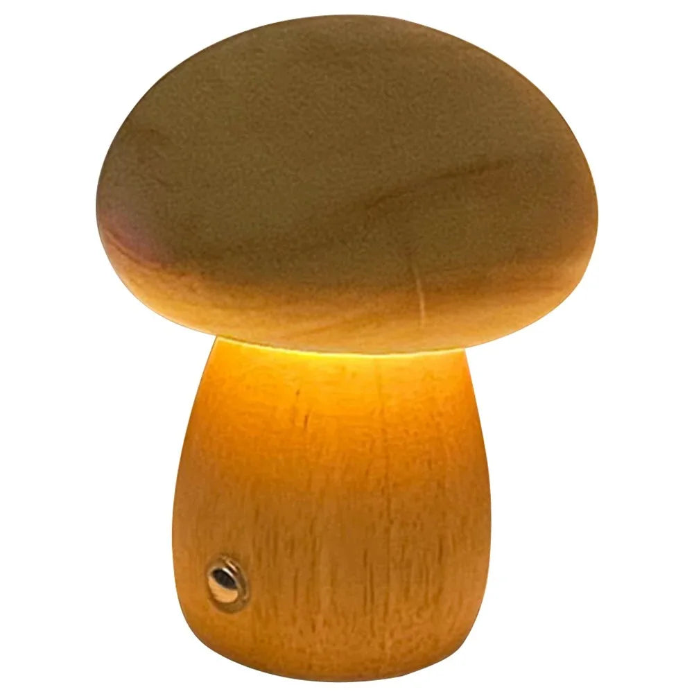Dimbaar LED-paddenstoelnachtlampje van hout met USB-oplading
