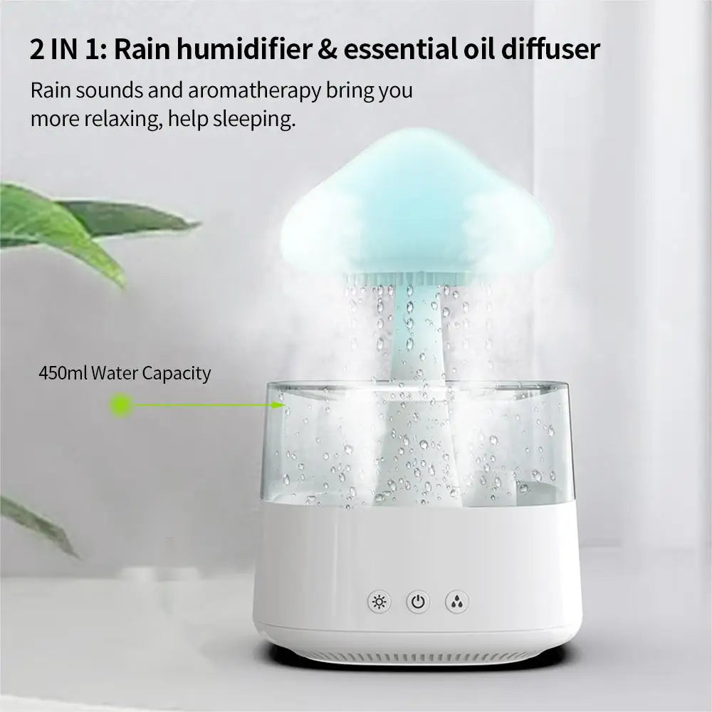 AquaLuxe Cloud Rain Diffuser | Creëer een rustgevende atmosfeer met kleurrijk licht