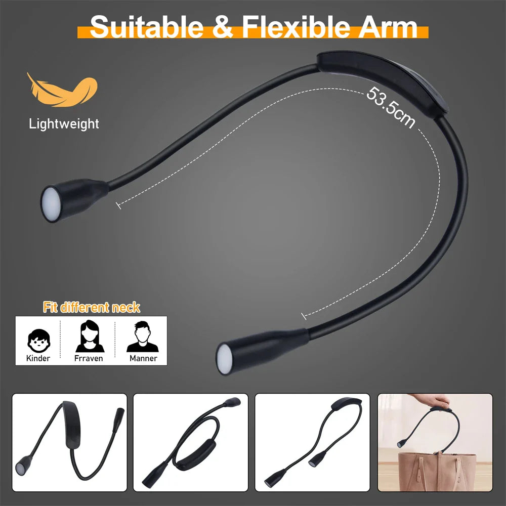Oplaadbare USB LED-nekverlichting Flexibel Draagbaar 3 kleuren Dimbaar