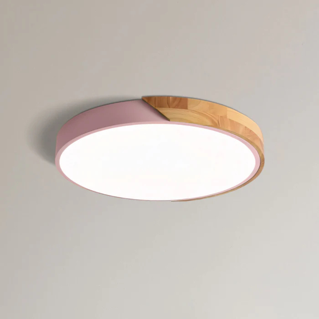 Scandinavische Houten LED-Plafondlamp – Modern Flush-Mount-Design voor een Gezellige Sfeer