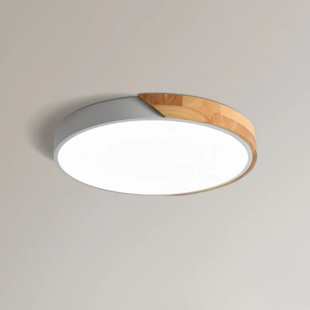 Scandinavische Houten LED-Plafondlamp – Modern Flush-Mount-Design voor een Gezellige Sfeer