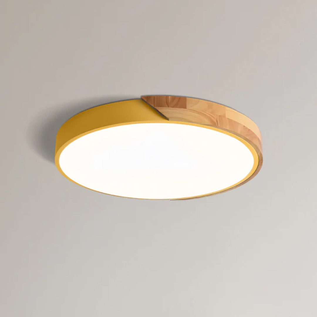 Scandinavische Houten LED-Plafondlamp – Modern Flush-Mount-Design voor een Gezellige Sfeer