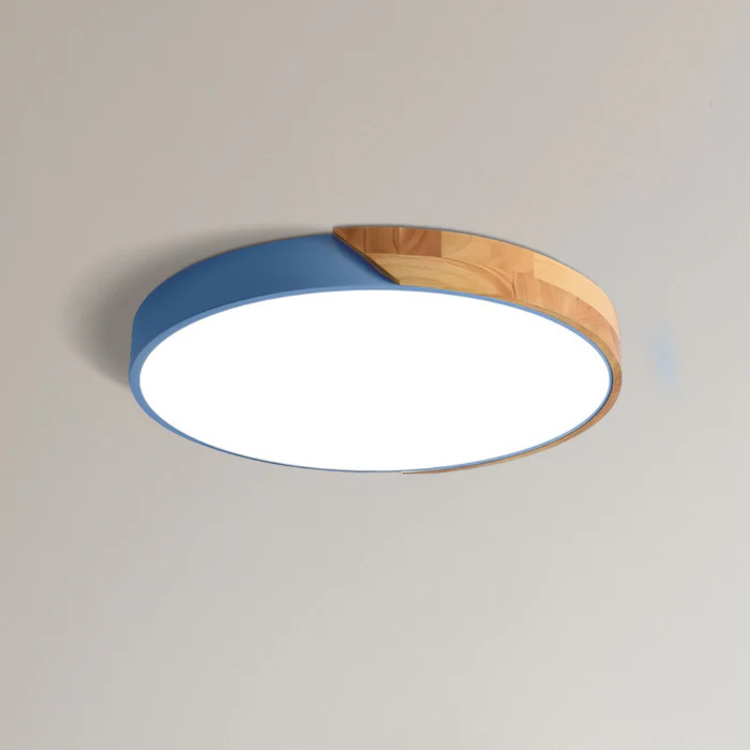 Scandinavische Houten LED-Plafondlamp – Modern Flush-Mount-Design voor een Gezellige Sfeer