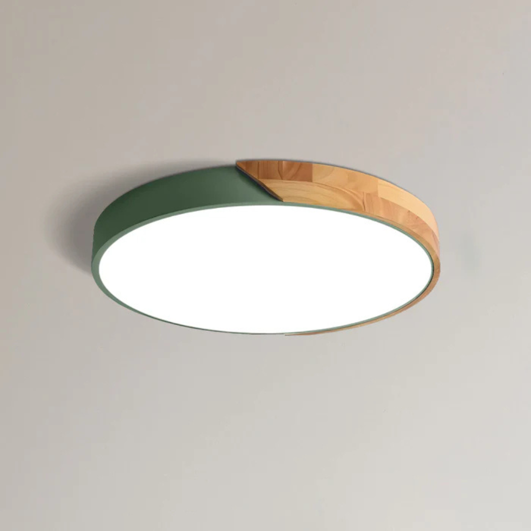 Scandinavische Houten LED-Plafondlamp – Modern Flush-Mount-Design voor een Gezellige Sfeer