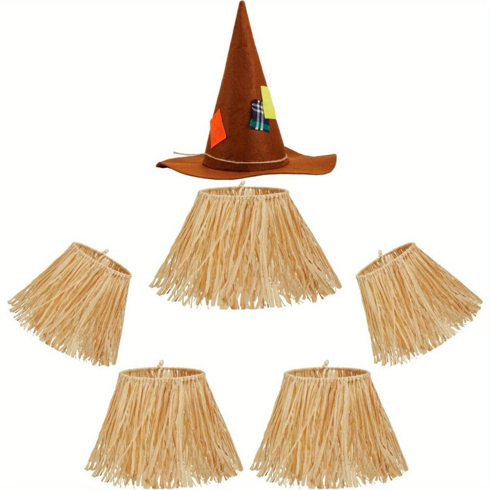 Scarecrow Kostuum Set Hoed Stro Kinderen Volwassenen Halloween Feest