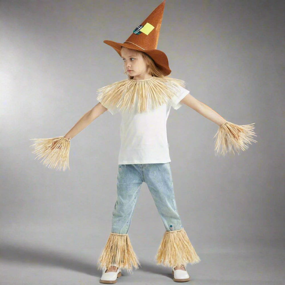 Scarecrow Kostuum Set Hoed Stro Kinderen Volwassenen Halloween Feest