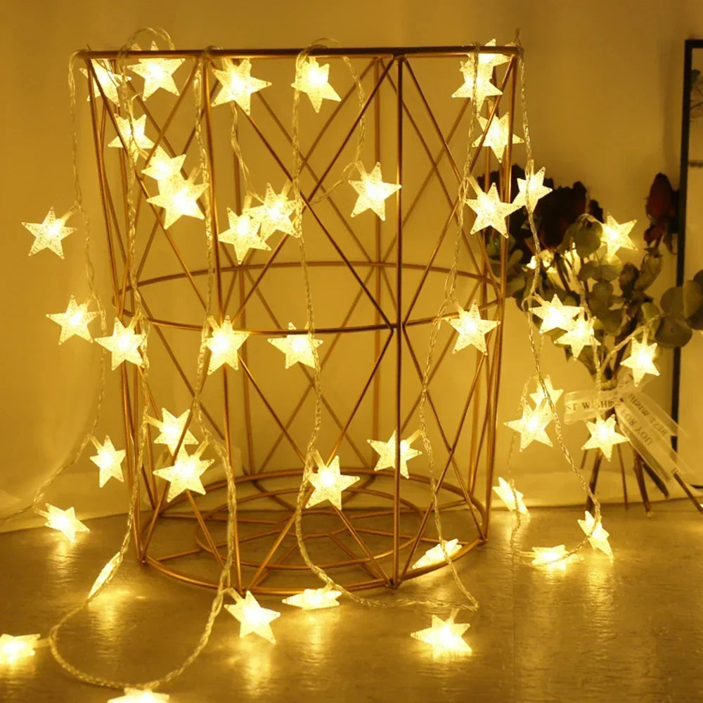 Sterren LED Kerstverlichting – Decoratieve Lichtslinger voor Binnen en Buiten