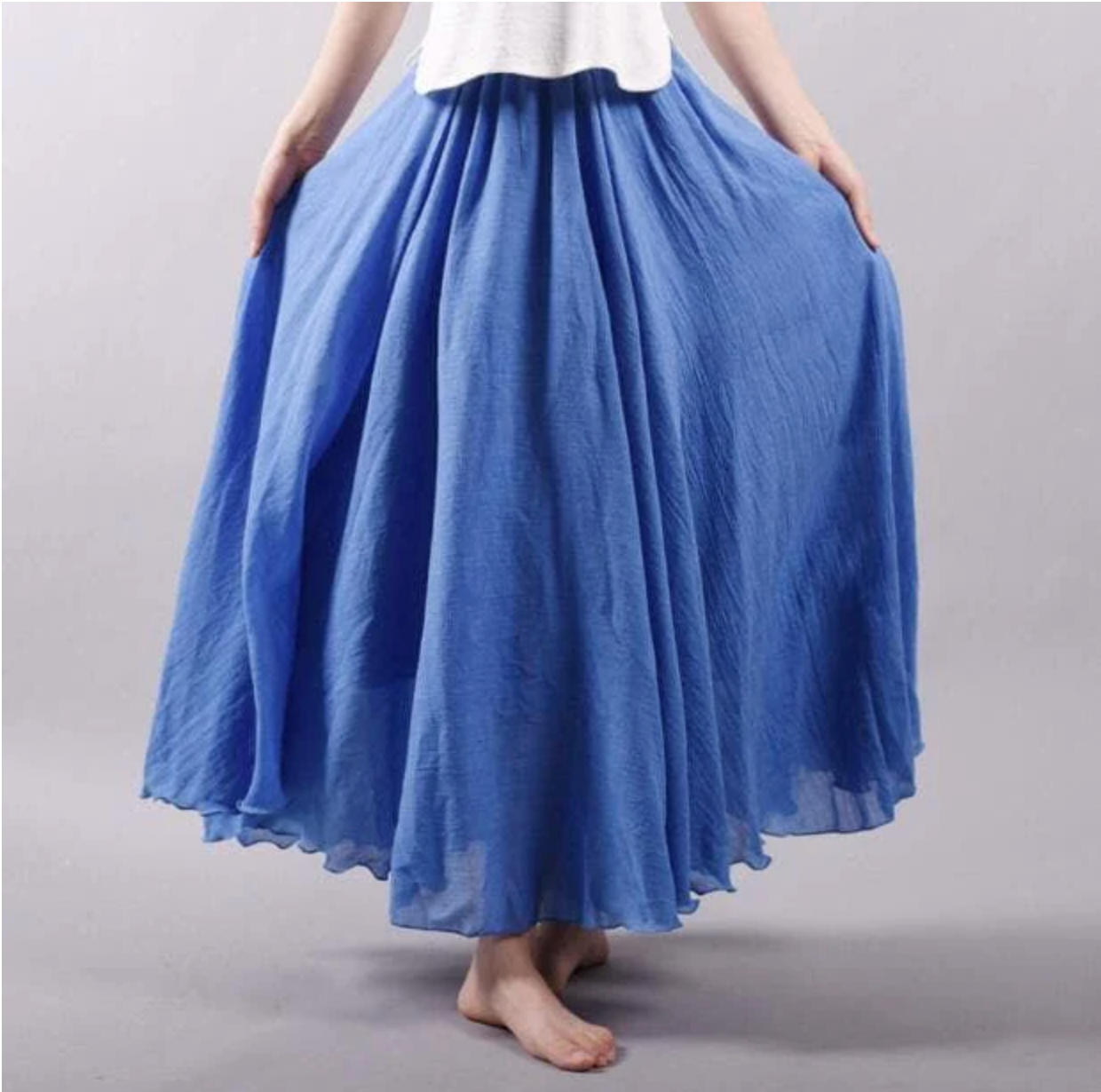 Ellery | Lange Linnen Rok met Zomerlook