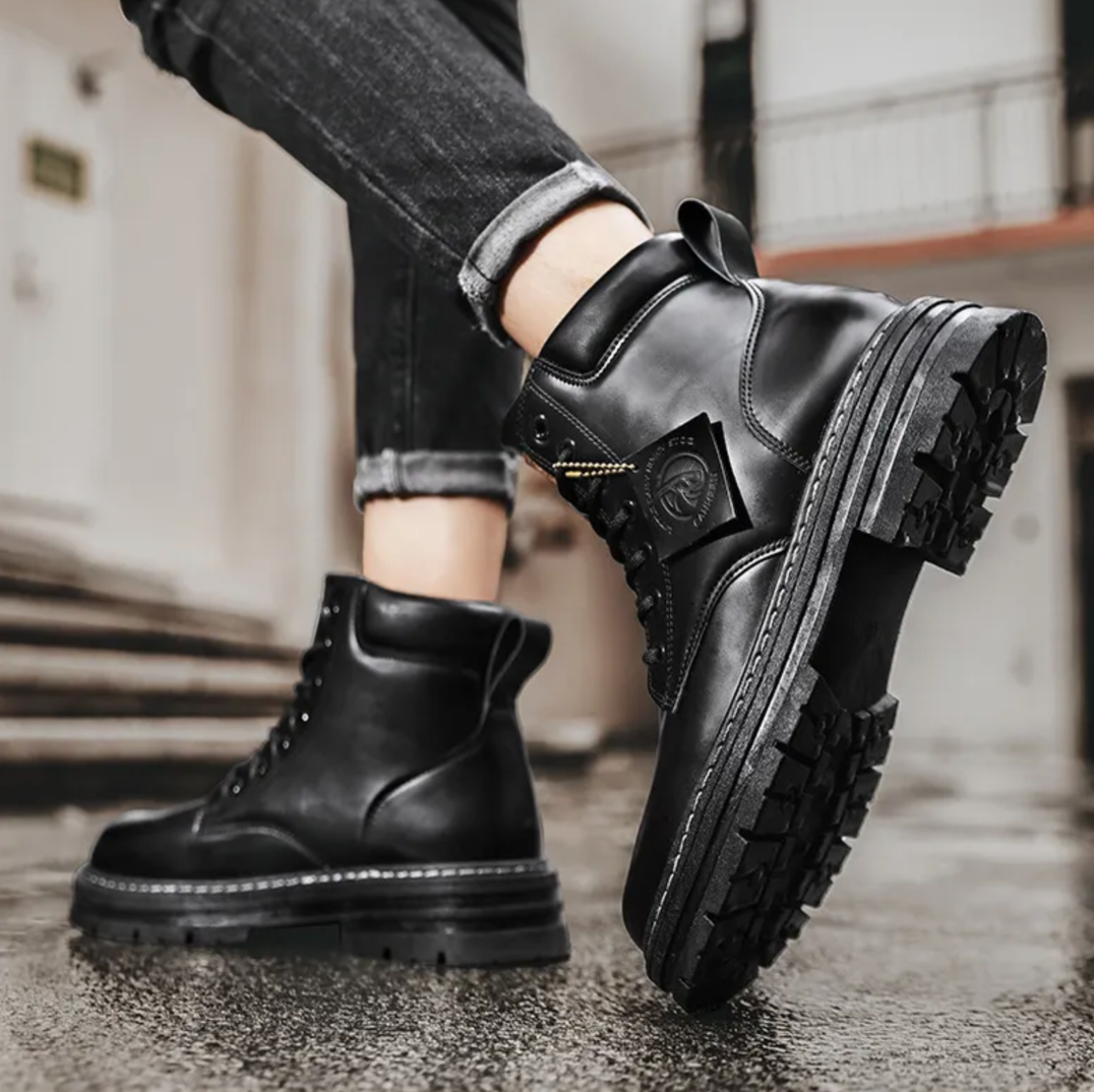 Comfortabele Heren Veterlaarzen – Lederen Steunlaarzen met Antislipzool