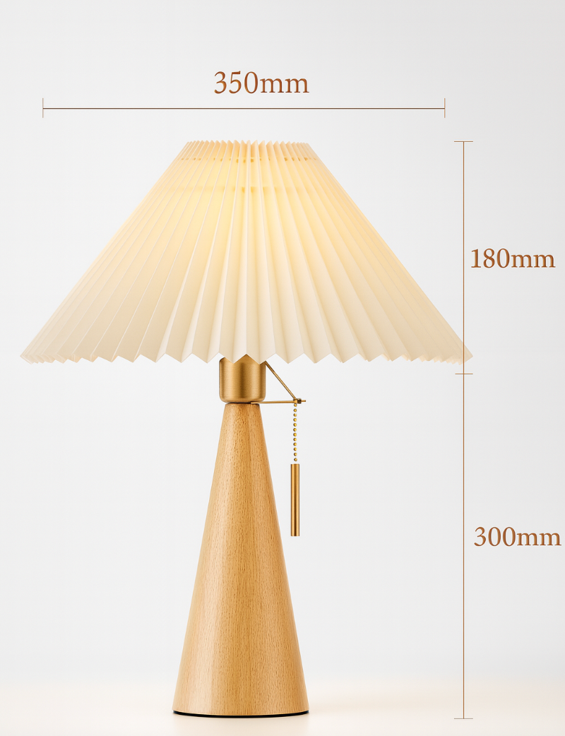 Japanse Minimalistische Houten Constructie Vouwstof LED Tafellamp 1-Licht