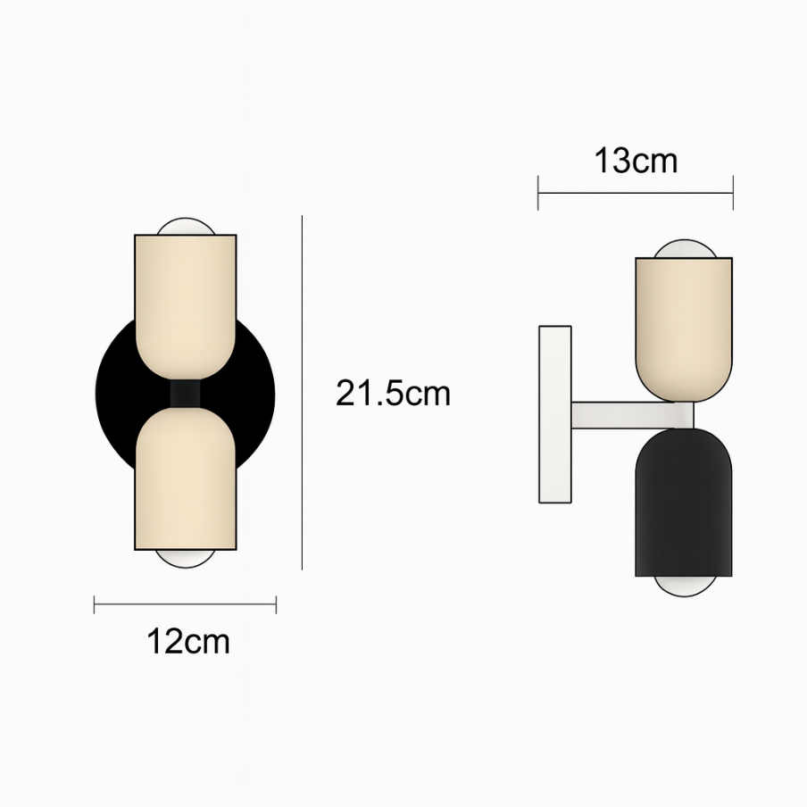 Moderne Metalen Cilinder LED Wandlamp 2-Licht