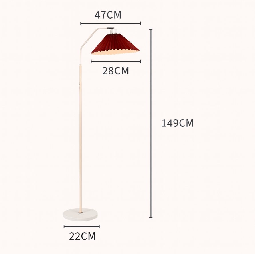 Minimalistische LED Vloerlamp met Geplooide Stoffen Lampenkap