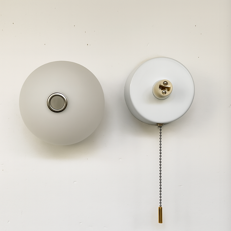 Nordic Minimalist Glas Globe Wandlamp LED 1-Licht met Trekschakelaar