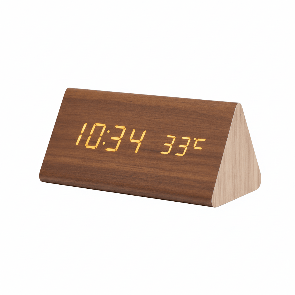 WOODSENSE – LED-houten klok met spraakbesturing voor stijlvolle tijdsaanduiding