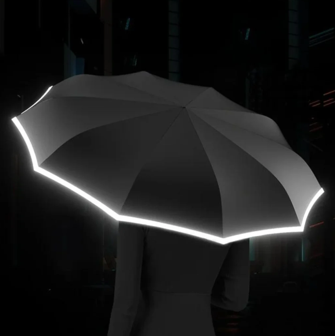 Stormbestendige paraplu met reflecterende rand
